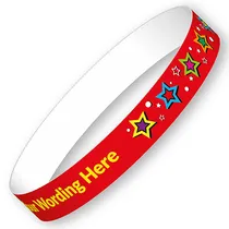 Personalised Wristbands - Coloured Stars (5 Wristbands - 15mm x 250mm)