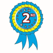 Metallic 2nd Place Rosette Stickers (25 Stickers - 54mm x 37mm)