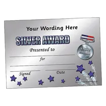 Personalised Silver Award Certificate - A5