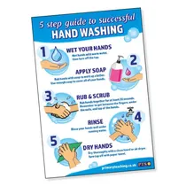 5 Step Guide to Hand Washing Laminated Poster (A2 - 620mm x 420mm)