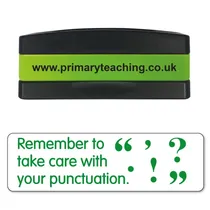 Remember to Take Care With Your Punctuation Stakz Stamper - Green Ink (44mm x 13mm)