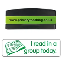 I Read in a Group Today Stakz Stamper - Green Ink (44mm x 13mm)
