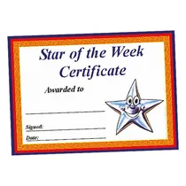 Star of the Week Certificates (20 Certificates - A5)