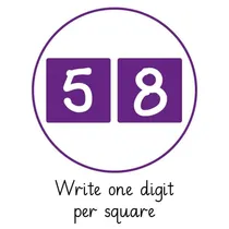 Pedagogs 'Write One Digit Per Square' Stamper - Purple Ink (25mm)