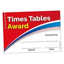 Times Tables Award Certificates (20 Certificates - A5)
