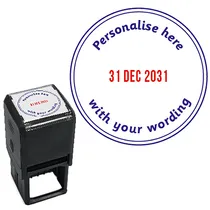 Personalised Date 2 Colour Stamper - Blue & Red Ink (38mm)