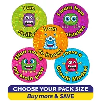 Holographic Growth Mindset Stickers (25mm)
