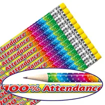 100% Attendance Rainbow Foil Pencils (12 Pencils) Brainwaves