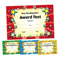 Personalised Star Burst Certificates (A5 - 20 Certificates)