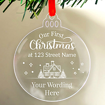 1 Personalised First Christmas in your New Home Bauble - 75mm