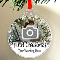 1 Upload Your Own Photo First Christmas Bauble - 75mm