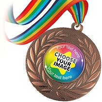 10 Design Your Own Medals - Bronze - Rainbow Ribbon