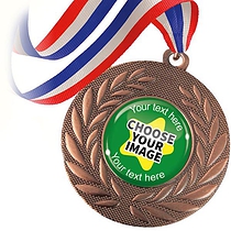 10 Design Your Own Medals - Bronze - Stripy Ribbon