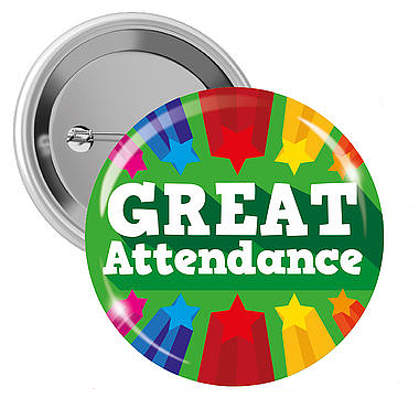 10 Great Attendance Badges - Green - 50mm