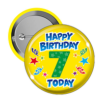 10 Happy Birthday 7 Today Badges - 38mm