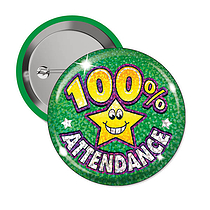 10 Holographic 100% Attendance Badges - 38mm
