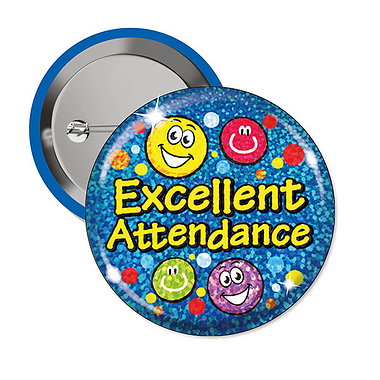 10 Holographic Excellent Attendance Badges - 38mm