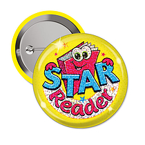 10 Holographic Star Reader Badges - 38mm