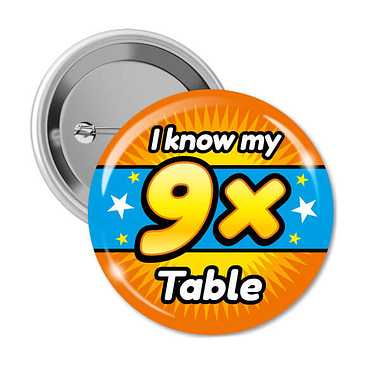 10 I Know My 9x Times Tables Badges - 38mm