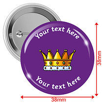 10 Personalised Crown Badges - 38mm