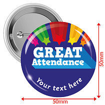 10 Personalised Great Attendance Badges - 50mm