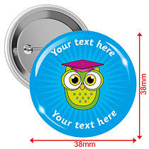 10 Personalised Owl Badges - Green - 38mm
