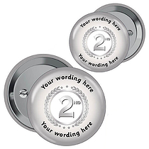 10 Personalised Second Badges - Silver