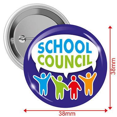 10 School Council Badges - Blue - 38mm