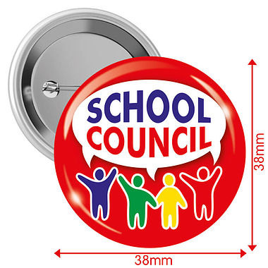 10 School Council Badges - Red - 38mm