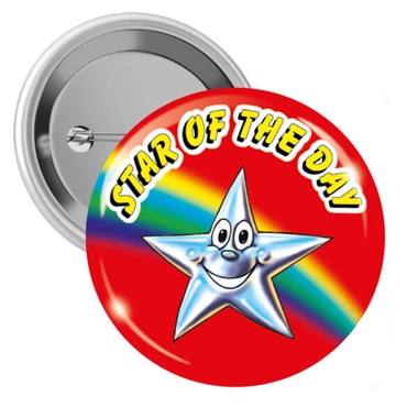 10 Star of the Day Badges - Red - 38mm