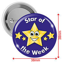 10 Star of the Week Badges - Blue - 38mm