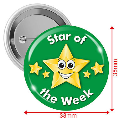 10 Star of the Week Badges - Green - 38mm