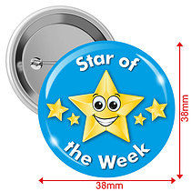 10 Star of the Week Badges - Light Blue - 38mm
