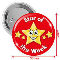10 Star of the Week Badges - Red - 38mm