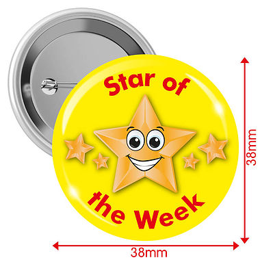 10 Star of the Week Badges - Yellow - 38mm