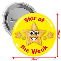 10 Star of the Week Badges - Yellow - 38mm