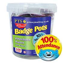 100 Animal 100% Attendance Badges - 38mm