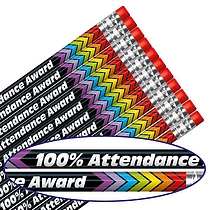 100% Attendance Award Pencils (12 Pencils) Brainwaves