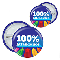 100% Attendance Badges (10 Badges)
