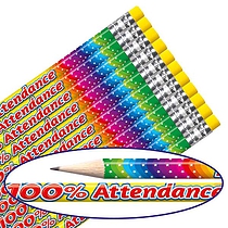 100% Attendance Rainbow Pencils (12 Pencils) Brainwaves