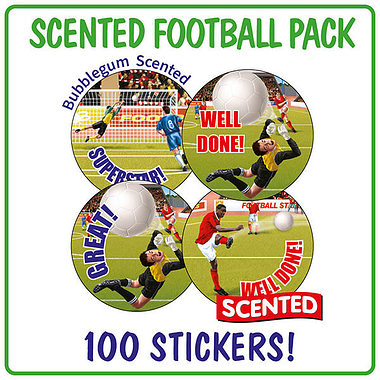 100 Bubblegum Scented Football Stickers - 32mm