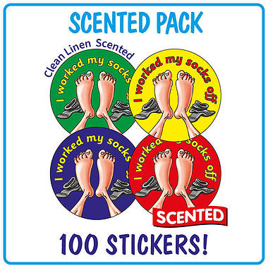 100 Clean Linen Scented I Worked My Socks Off Stickers - 32mm