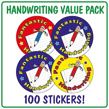 100 Fantastic Handwriting Stickers - 32mm
