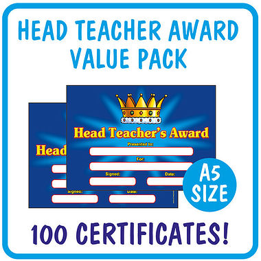 100 Head Teacher's Award Certificates - A5