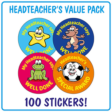 100 Headteacher's Reward Stickers - 32mm