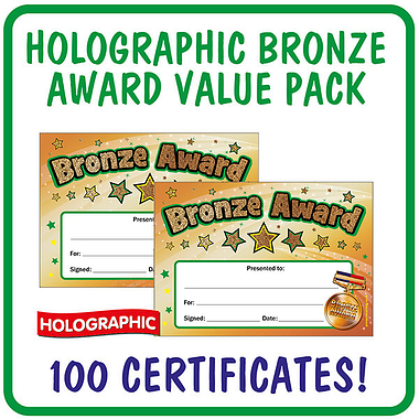 100 Holographic Bronze Award Certificates - A5