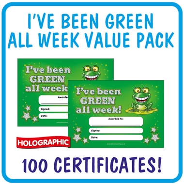 100 Holographic I've Been Green All Week Frog Certificates - A5
