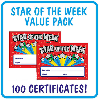 100 Holographic Star of the Week Certificates - A5