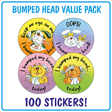 100 I Bumped My Head Stickers - 32mm