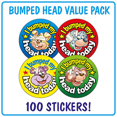 100 I Bumped My Head Today Stickers - 32mm